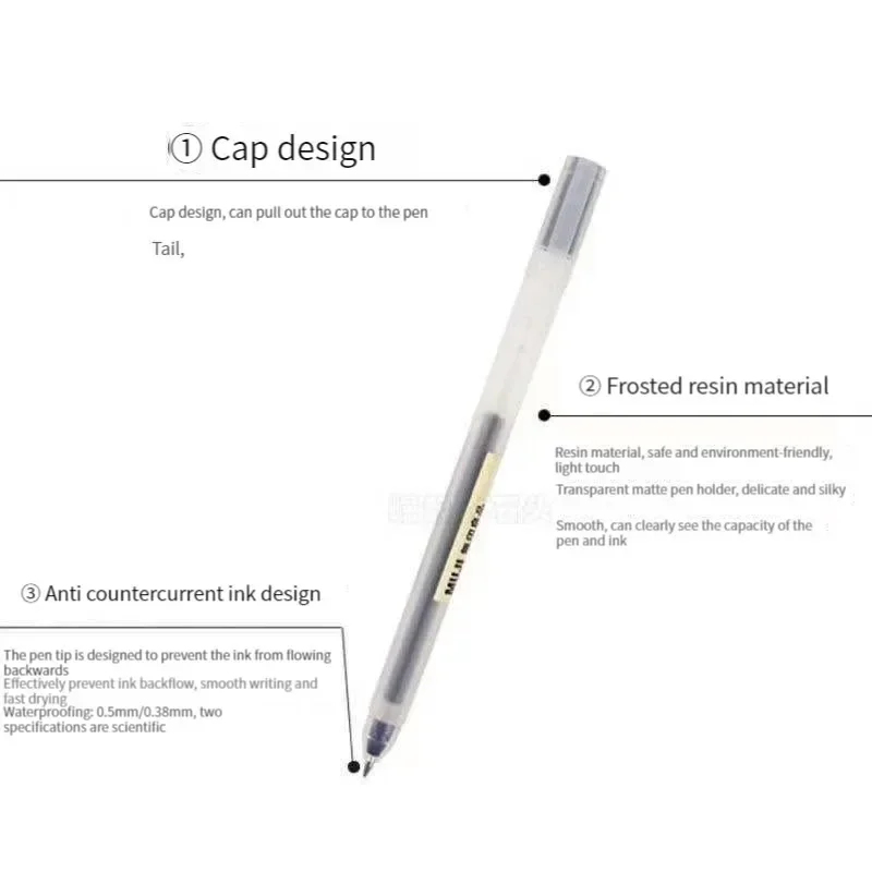 6/8Pcs/Set MUJIs Gel Pen Black - đánh giá và giá Muji Stationery Gel Pen
