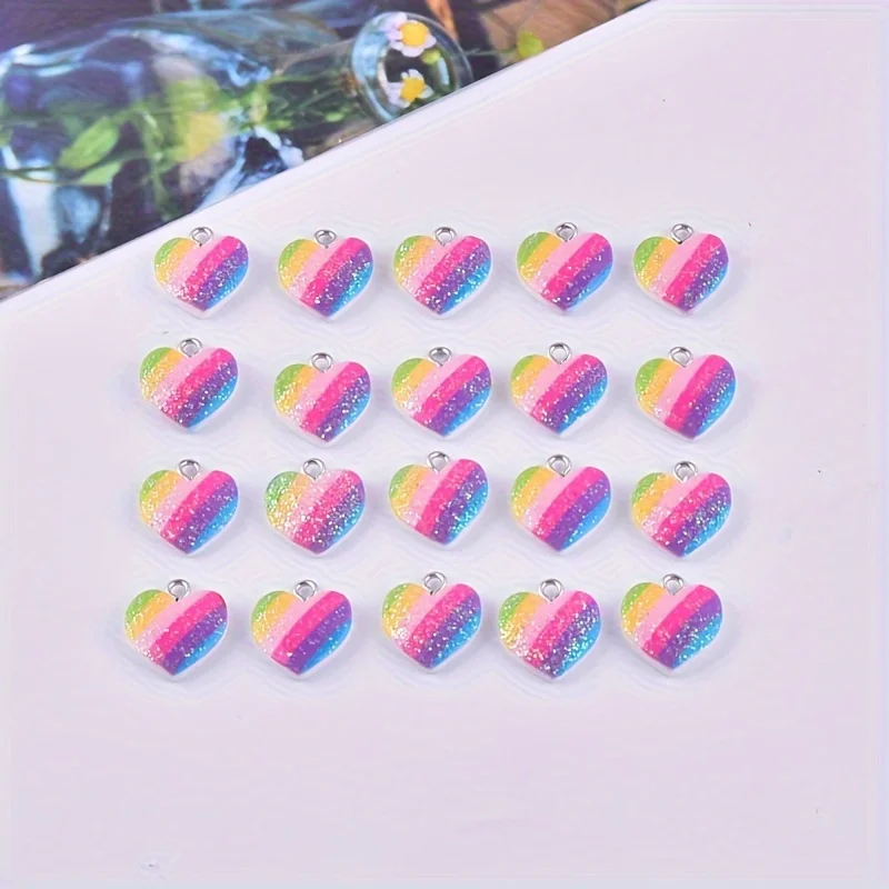 10Pcs Colorful Heart Resin Cha - đánh giá và giá Resin Craft Projects