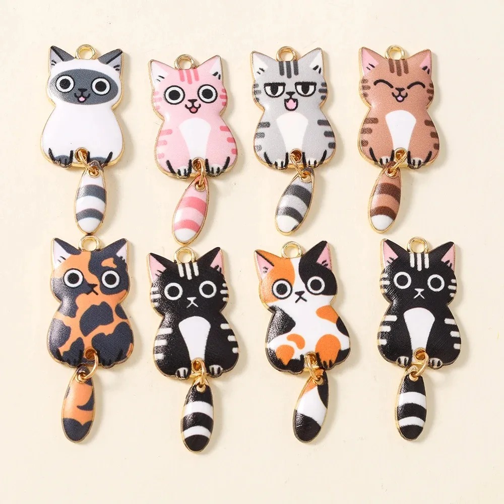 10Pcs 16×39mm Cute Cartoon Cat - đánh giá và giá Resin Craft Projects