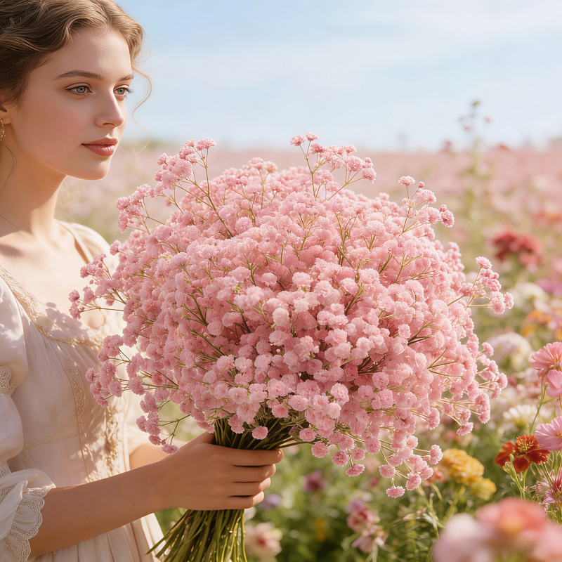 130-Stem Pink Gypsophila Artif - đánh giá và giá Dried Flower Bulk